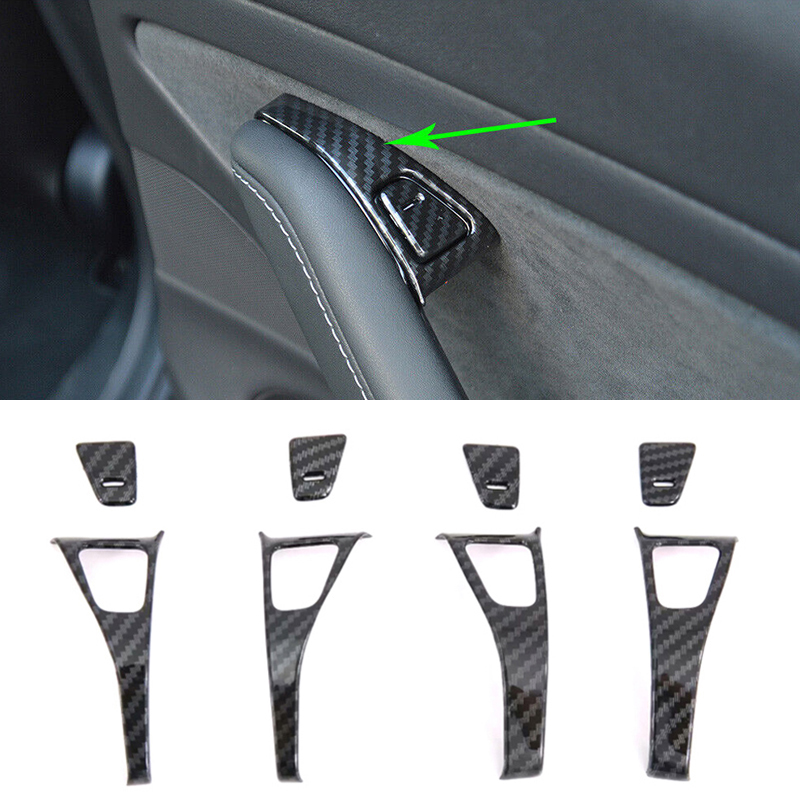 Carbon Style Door Lock Switch Cover Trim 8pcs For Tesla Model 3 2018-2022/Model Y 2020-2023